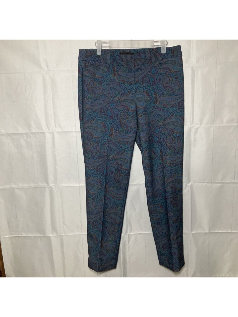 Talbots Hampshire Ankle Pants Womens Size 6 Blue Paisley Boho Work Jewel Tone